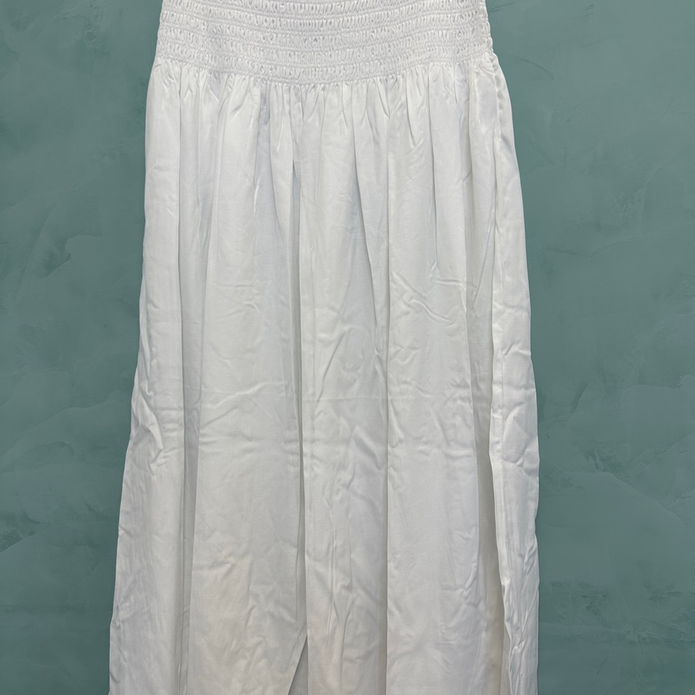 White Smocked A-Line Maxi Skirt for Casual Wear